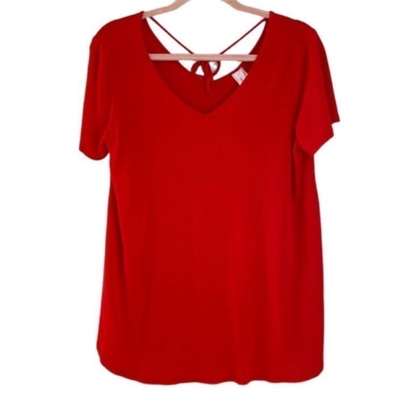 RED V NECK TOP TIE BACK DETAIL HONEYME BRAND SMALL 4th Of July - Picture 1 of 8